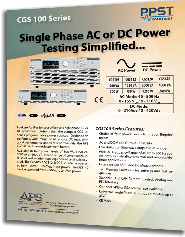CGS100 Series AC and DC Power Sources - Adaptive Power Systems